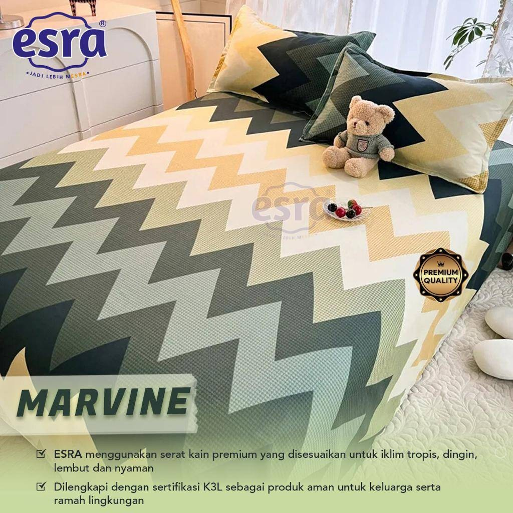 Bedcover Set Motif Marvine Bahan Katun Premium Quality bedcover sprei aesthetic motif bunga daun 160
