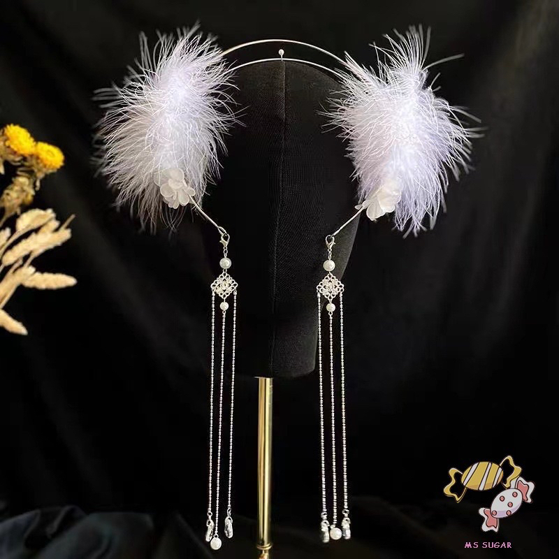 HP34 - HAIRPIECE Korea Bulu Mutiara headpiece bulu headpiece hijab Jepit Rambut hairpiece Pesta Pern