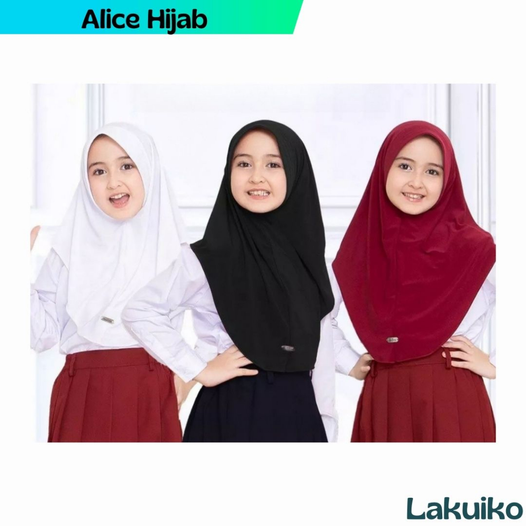 Alice Hijab Anak - Promo Khimar Anak Instan COD Khimar Alice Bahan Jersey Premium
