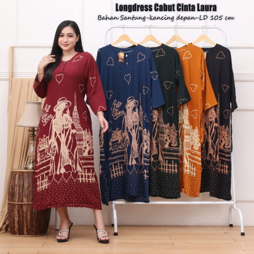 Daster Panjang Batik Longdress Lengan Panjang Daster Busui Baju Hamil Daster Kekinian Baju Tidur Wan