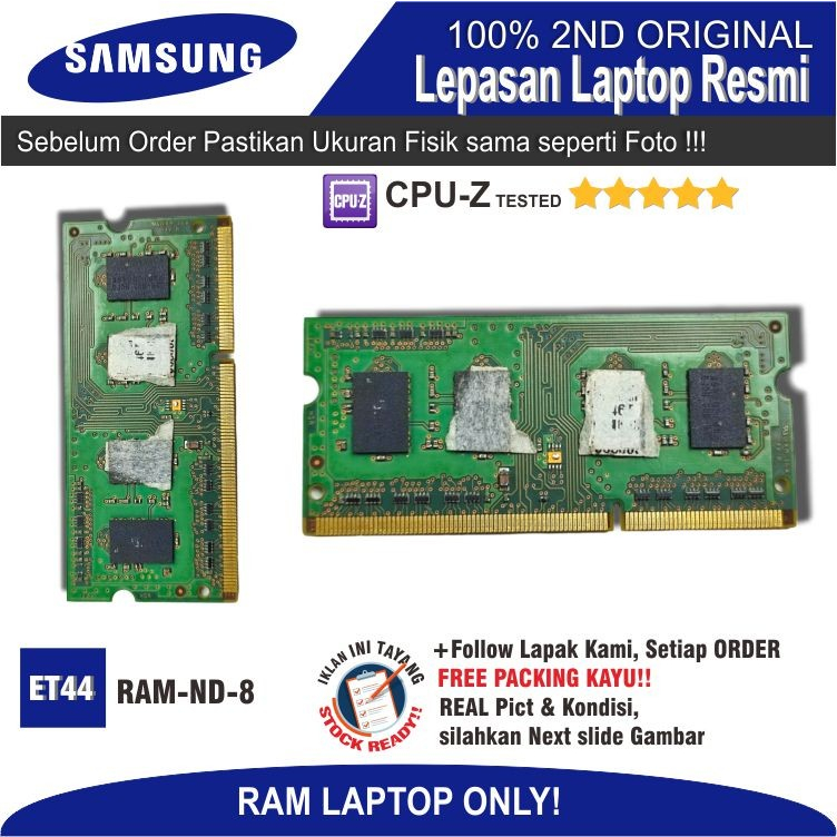 ET44 RAM-ND-8 RAM MEMORY RAM Laptop SAMSUNG 1GB DDR3 K4B1G0846F