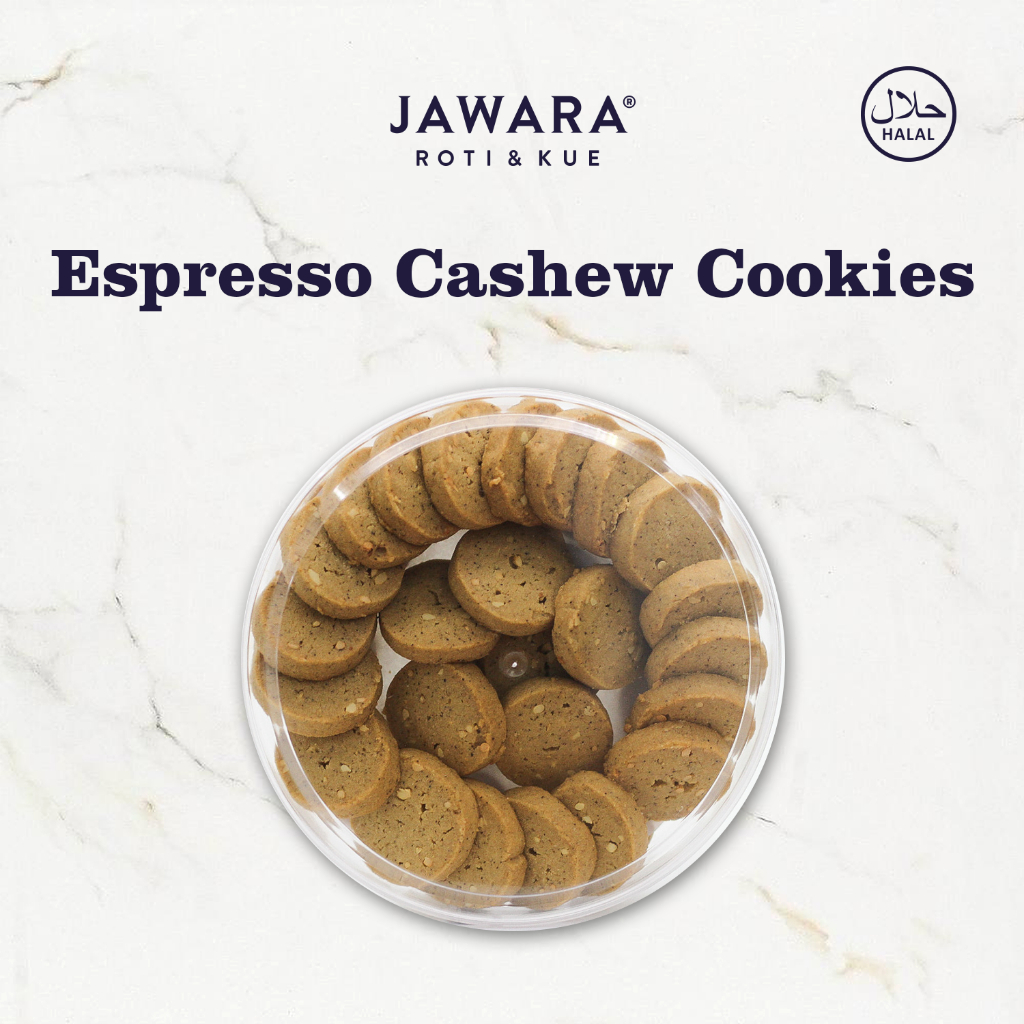 

Espresso Cashew Cookies 200gr - Hampers Kue Kering Parcel Halal- Jawara Roti