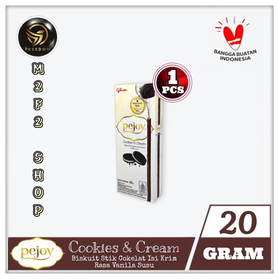 

Pejoy Cookies & Cream | Biskuit Stik Cokelat Vanila Susu - 20 gr (Kemasan Satuan)