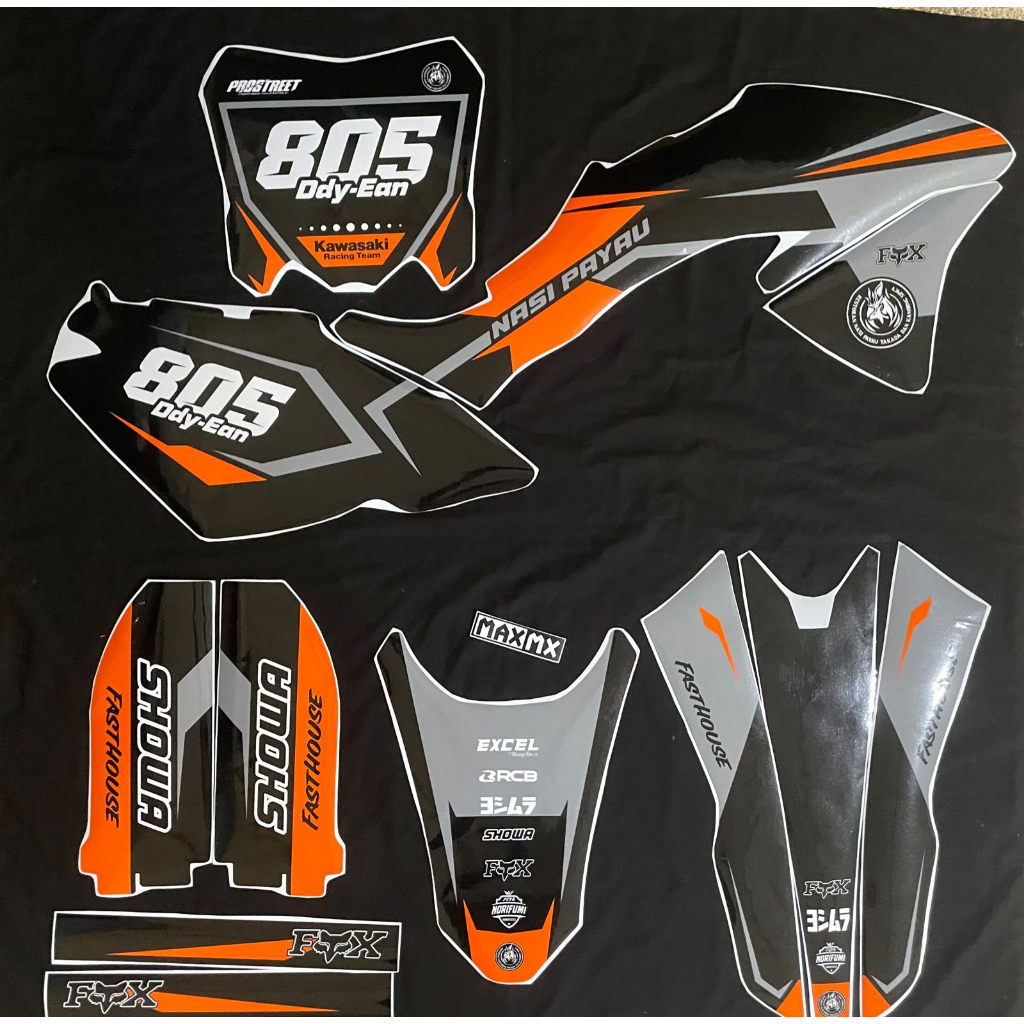decal klx bf keren full body hitam list oren cerah