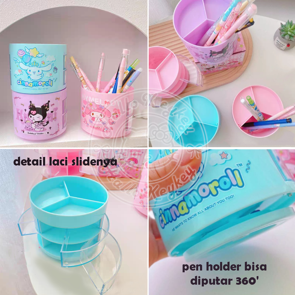 

pen holder laci putar melody kuromi cinnamoroll