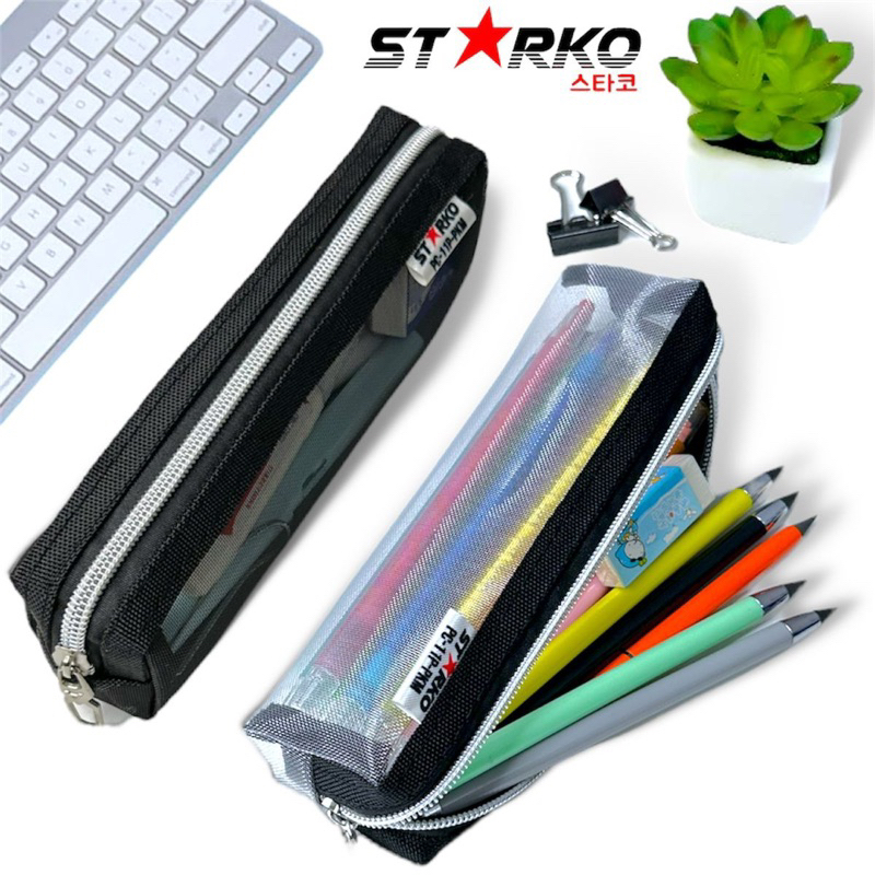

Tempat Kotak Pencil Case zipper Jaring Transparant
