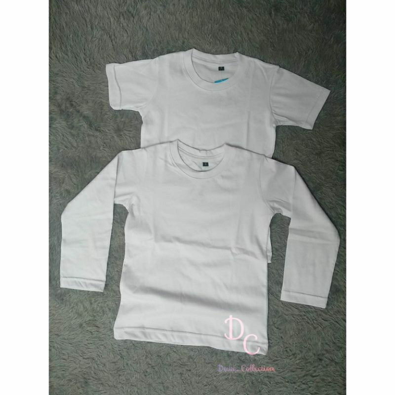 Kaos Polos Katun Putih Anak Laki laki/perempuan