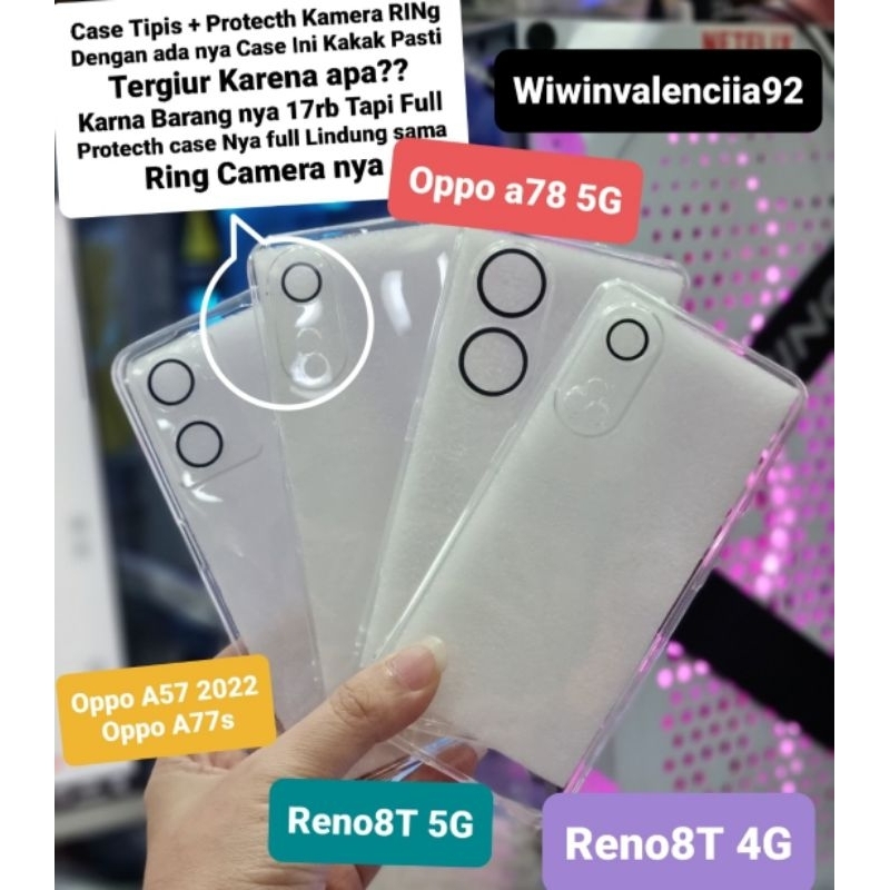 ORIGINAL ULTRA THIN 1.0mm Case + RING Camera OPPO A78 A57 2022 A77s Reno8T 4G Reno8T 5G SLIM Softcas