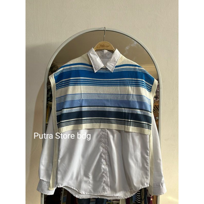 Lea crop vest knit blaster rompi rajut tali samping