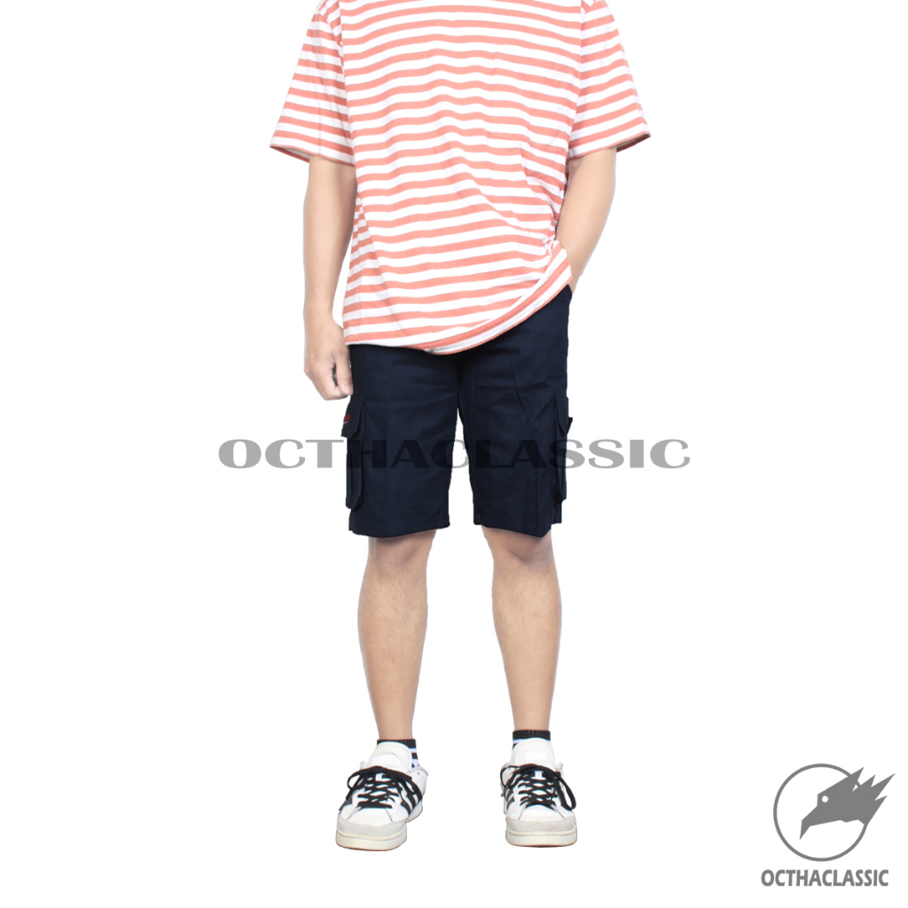 OCTHACLASSIC CELANA CARGO KARGO PDL PENDEK PRIA COWOK BIRU NAVY POLOS KEREN