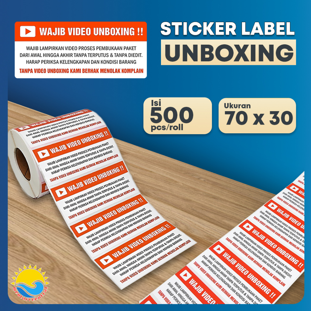 

Label Sticker FRAGILE Wajib Video Unboxing Stiker Perhatian Online Shop70x30 isi 500