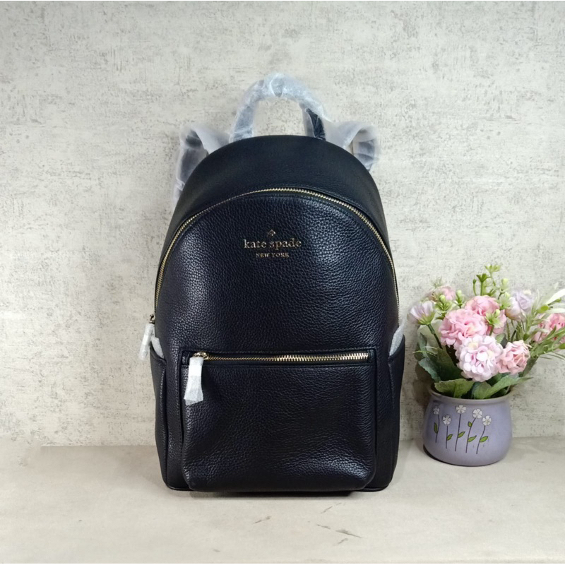 Kate Spade Leila Backpack Medium Dome Black Hitam