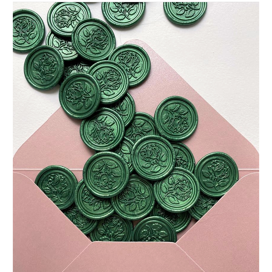 

Holland Rose (Forest Green) - 1 Pieces Wax seal coinbulat sticker instan segel vintage undangan / DIY Hampers / Wax Octagon GUN