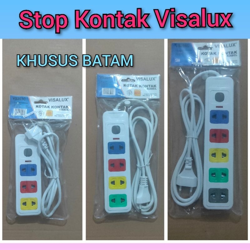 VISALUX Cok papan listrik/Stopkontak kotak/Papan kontak 3,4,5 lubang dengan kabel 2 meter (KHUSUS BA