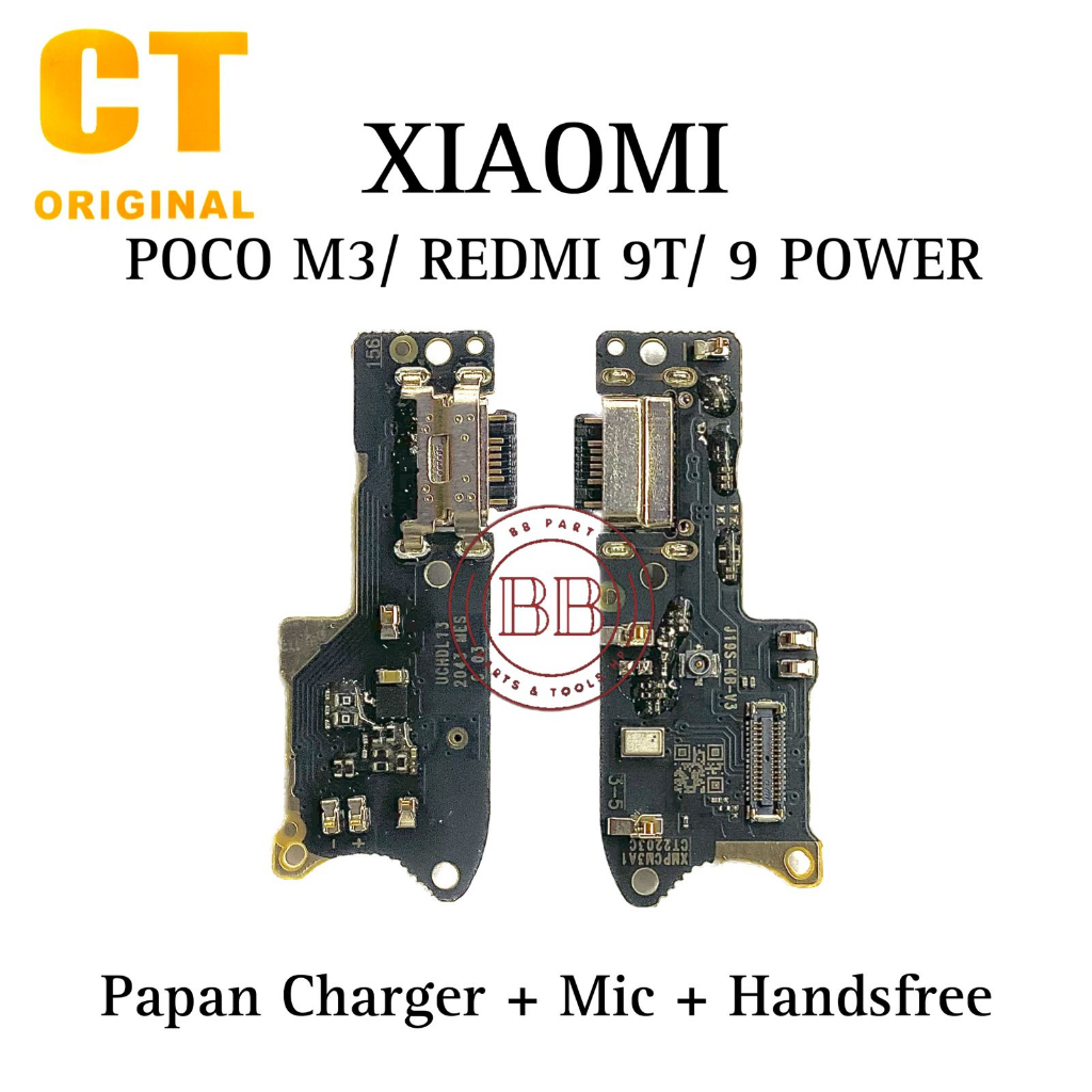 Original CT Ada IC - Papan Konektor Charger Mic Handsfree Xiaomi Poco M3 / Redmi 9T / Redmi 9 Power