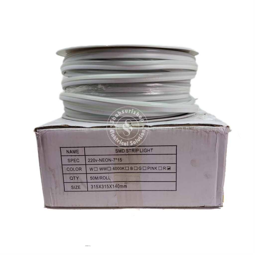 LAMPU LED NEON FLEKSIBEL SMD STRIPLIGHT 220 V METERAN PINK
