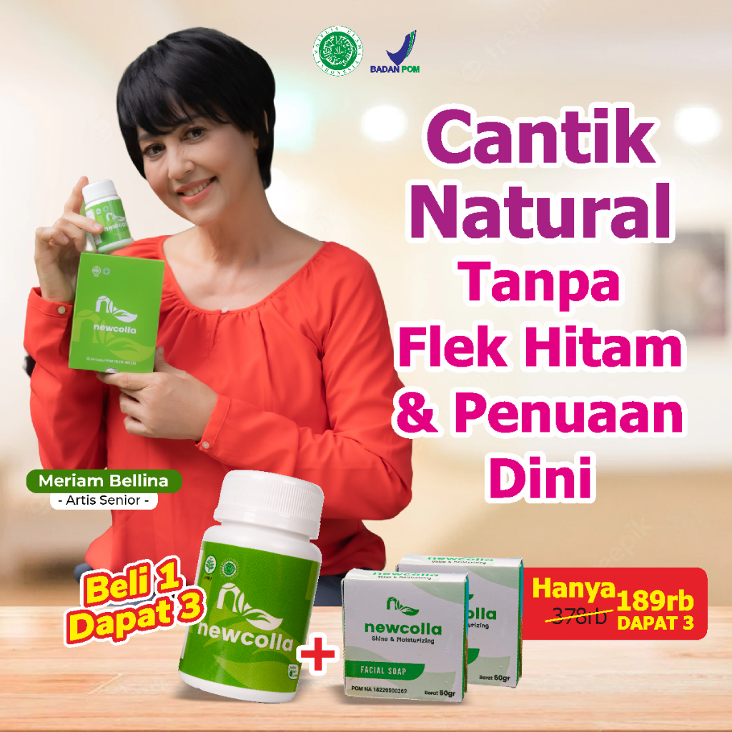 Newcolla collagen original suplemen pemutih badan penghilang flek hitam wajah glowing ampuh bpom ala