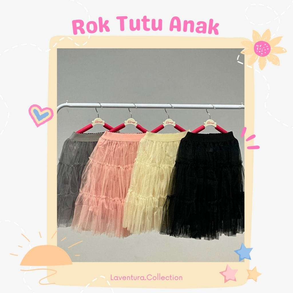 Rok Tutu Midi Anak Premium- Import Rok 3 Tingkat