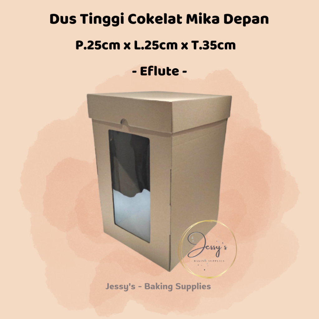 

Dus Box Kotak Kue Cake Tinggi Eflute 25 x 25 x 35 Cokelat