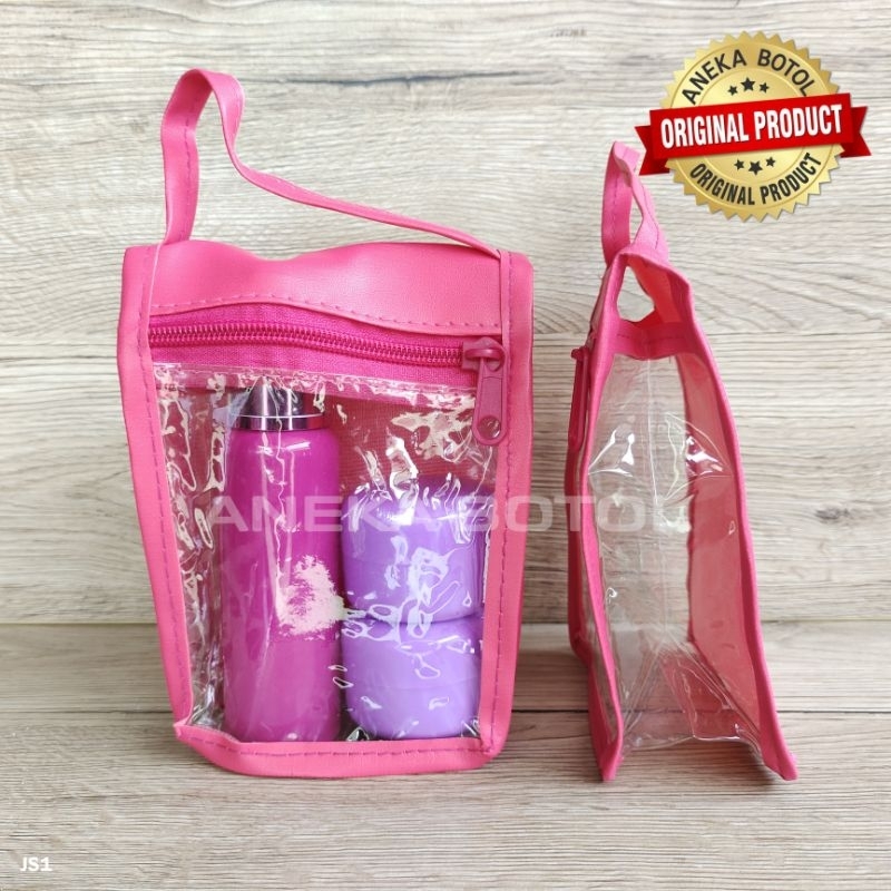 JS1 TAS KOSMETIK JS1 PINK MIKA DOMPET JINJING TALI ATAS / POUCH CREAM/ POUCH SKINCARE / DOMPET MURAH