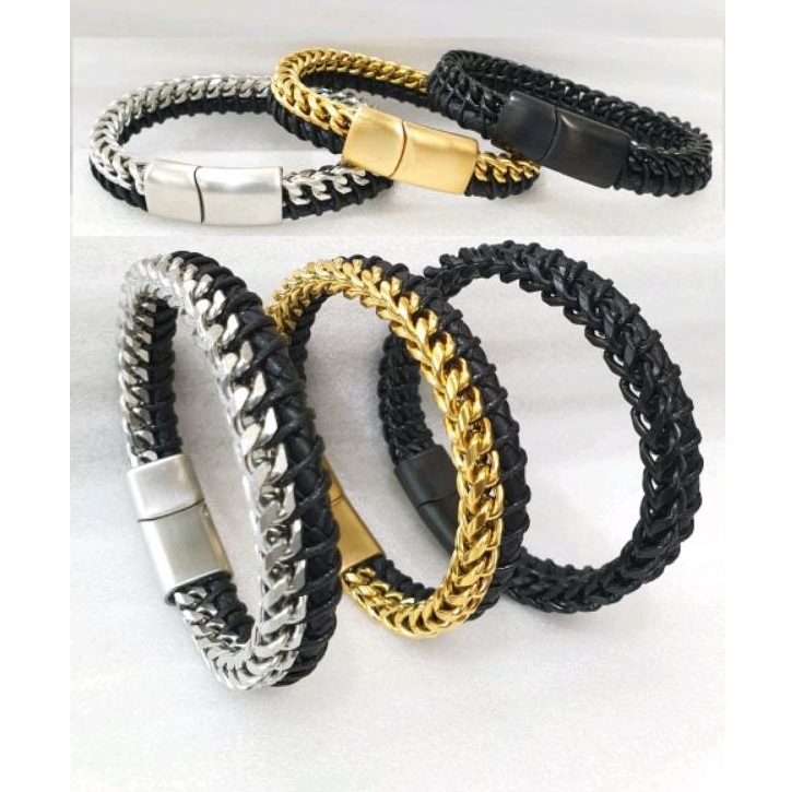 Gelang Kulit Pria GKL Titanium Leather Gelang PREMIUM