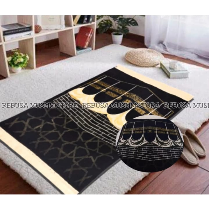 sajadah motif kiswah//sajadah hitam premium//sajadah murah//sajadah hitam kiswah//SAJADAH DEWASA
