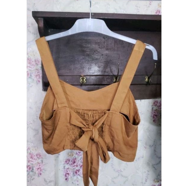 VEST TANKTOP CROP PITA OUTER SMOCKED KOREA