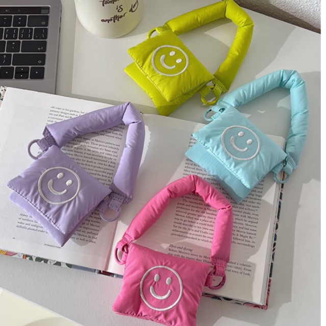 LITTLE DAISY | SMILE PUFFY AIRPODS CASE / TAS AIRPODS KECIL PUFFY PREMIUM / AIRPODS BAG KOREAN PELIN