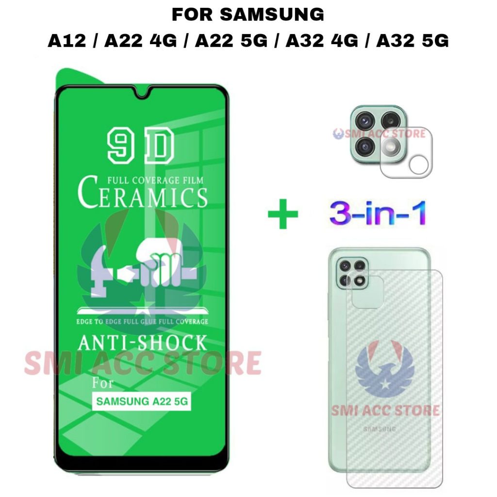 PAKET TG SAMSUNG A22 5G / A22 4G / A32 / A32 5G / A12 Tempered Glass Ceramic Clear HD Anti Gores Pel