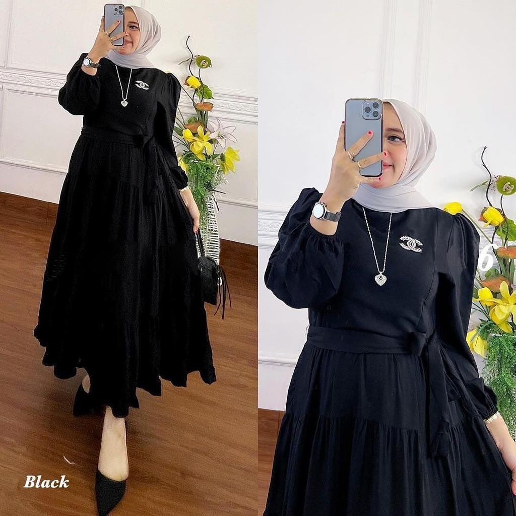 Gamis Terbaru NAZWA DRESS BO Busui M L XL Dan XXL Bahan KATUN RAYON Baju Gamis Terbaru Wanita Jumbo 