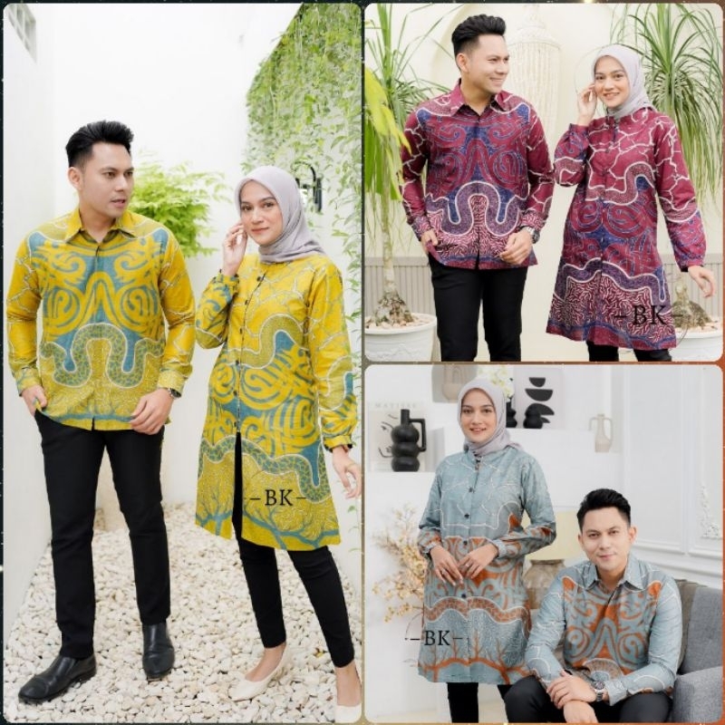 Batik Couple | Batik Couple Modern | Baju Batik Couple | Batik Tunik Couple motif Akar Dayak