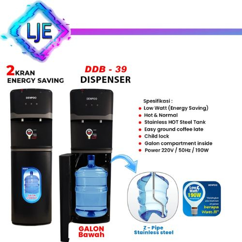 Dispenser LOW WATT GALON BAWAH DENPOO DDB 39 HOT &amp; NORMAL