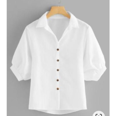 SENJA Baju Atasan Blouse Blus Kemeja Putih Lengan Pendek Jumbo