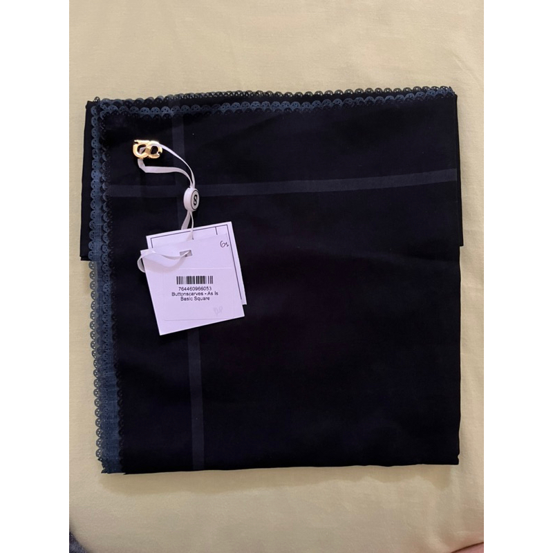 (AS IS) NEW Basic Voal/ Plain Voal Black Buttonscarves (BACA DESKRIPSI)