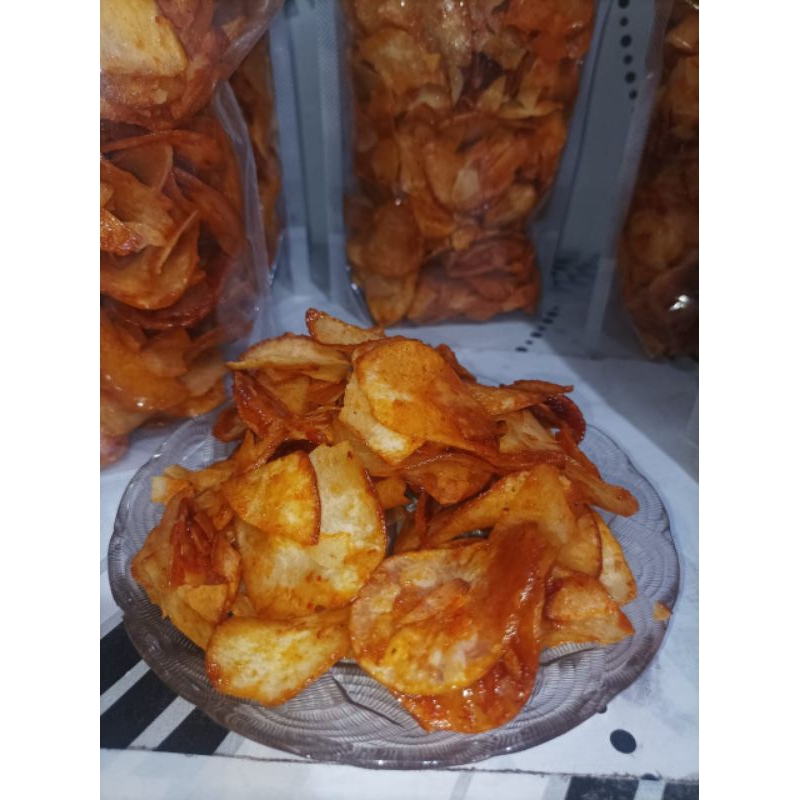 

Keripik singkong balado pedas 200 gr dan 400 gr