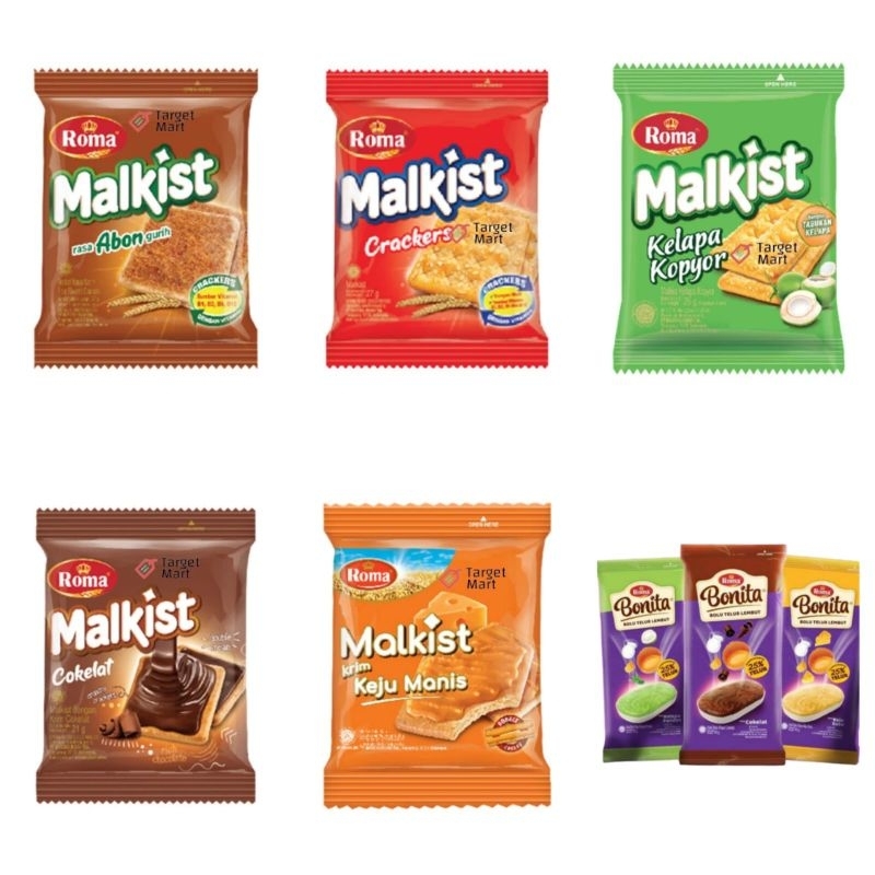 

Roma malkis renceng Abon, crackers, kopyor, coklat, keju manis, roti bonita