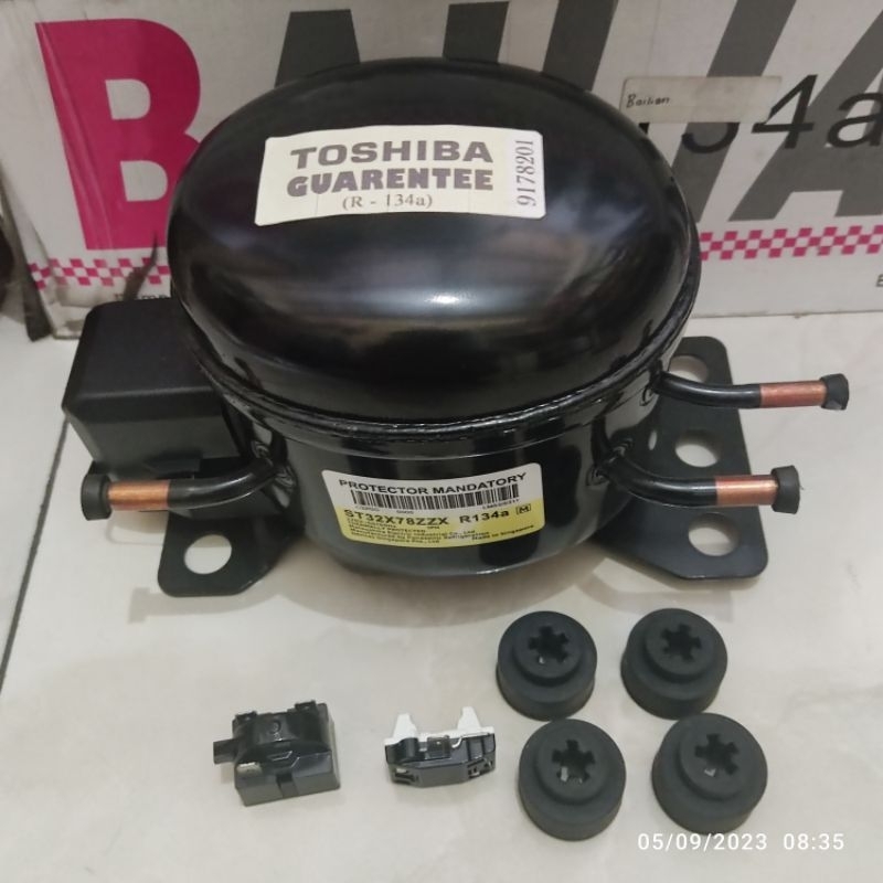 (BARU) Kompresor Kulkas 1 pintu UK 1/8 Merk TOSHIBA  Tipe ST32X78ZZX R134a
