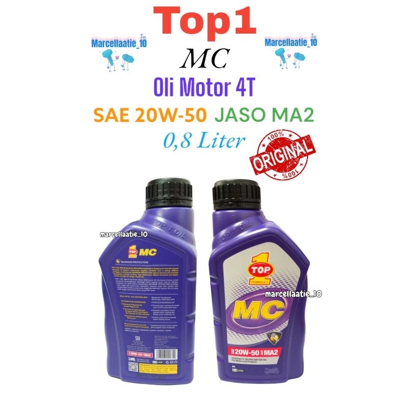 1 pcs OLI MOTOR TOP1 MC 800ML 800 ML 0.8L SAE 20W-50 JASO MA2 ORIGINAL OLI MOTOR 4T OLI MOTOR MURAH 