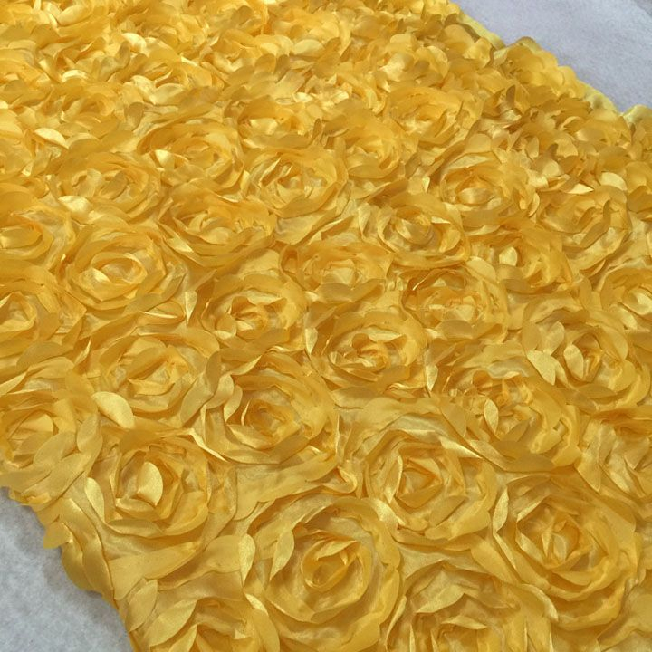 Kain Backdrop Taplak Meja Satin Rosette Decoration Cloth - Yellow Gold