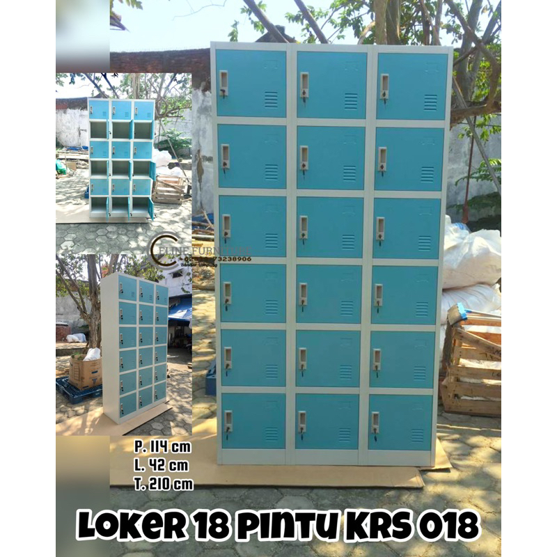 Loker/Locker Besi 18, 24 dan 32 Pintu Plat Pintu Biru (ukuran besar)