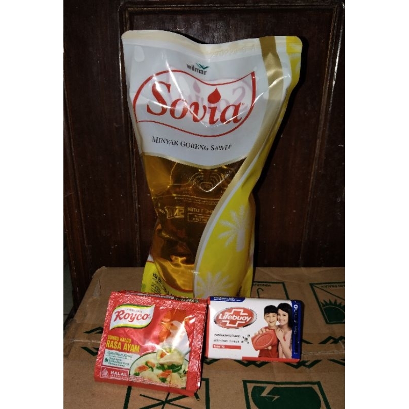 

Paket bundling sovia 1Liter+Royco10pcs+sabun lifebuoy 75gram