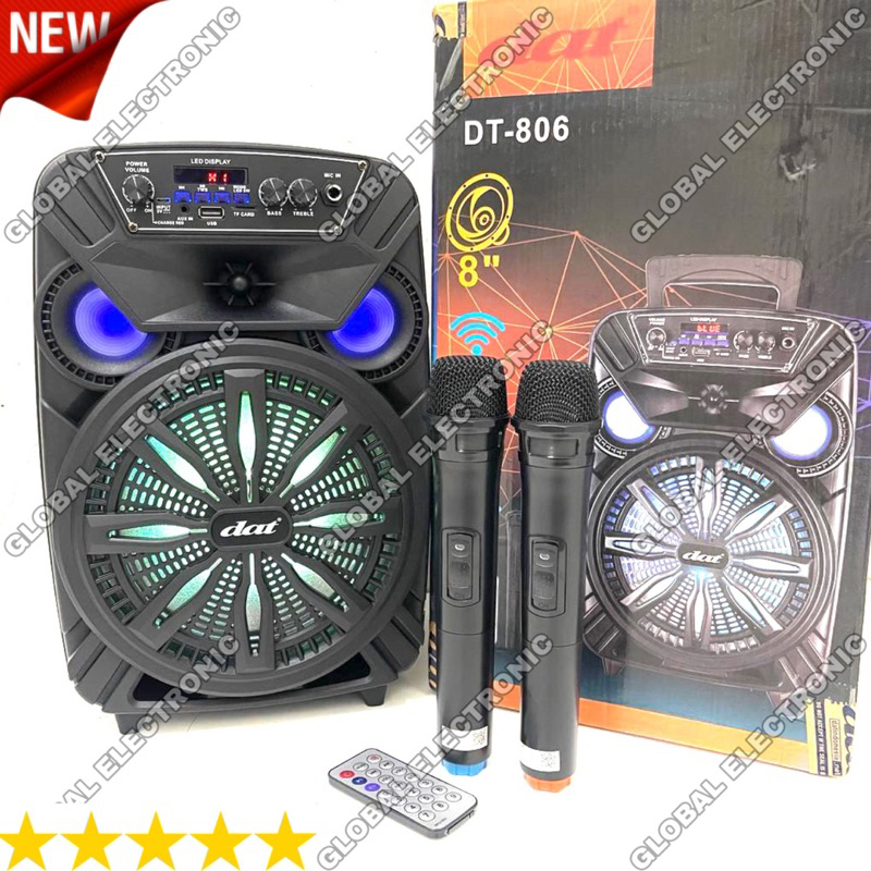 Speaker Portable DAT DT-806 Original 8 inch Speaker Portable Bluetooth With Mic Wireless Free 2 Bh M