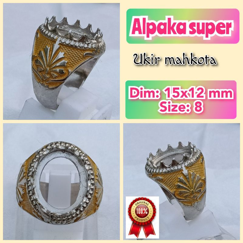 emban batu akik dan permata alpaka super ukir mahkota.45