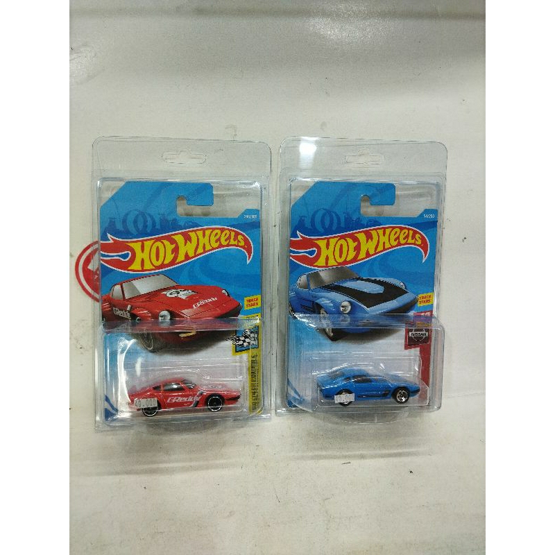 Hot Wheels Nissan Fair lady Z (Greddy) Merah dan Biru dengan Protektor book ldi live om  b4ron.bali.