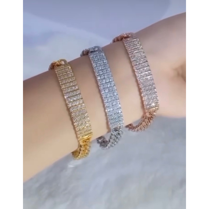 GELANG TANGAN TURA RANTAI BARIS 4 RATA REPLIKA BERLIAN