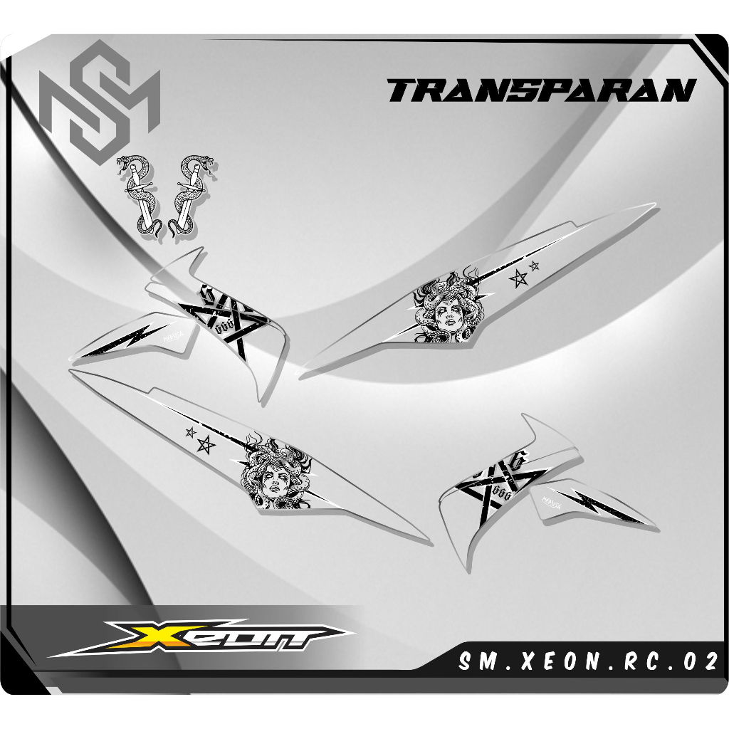 Stiker Striping Decal Transparan Xeon Rc - Sticker Yamaha Xeon Karbu Aksesoris Body Motor SM02