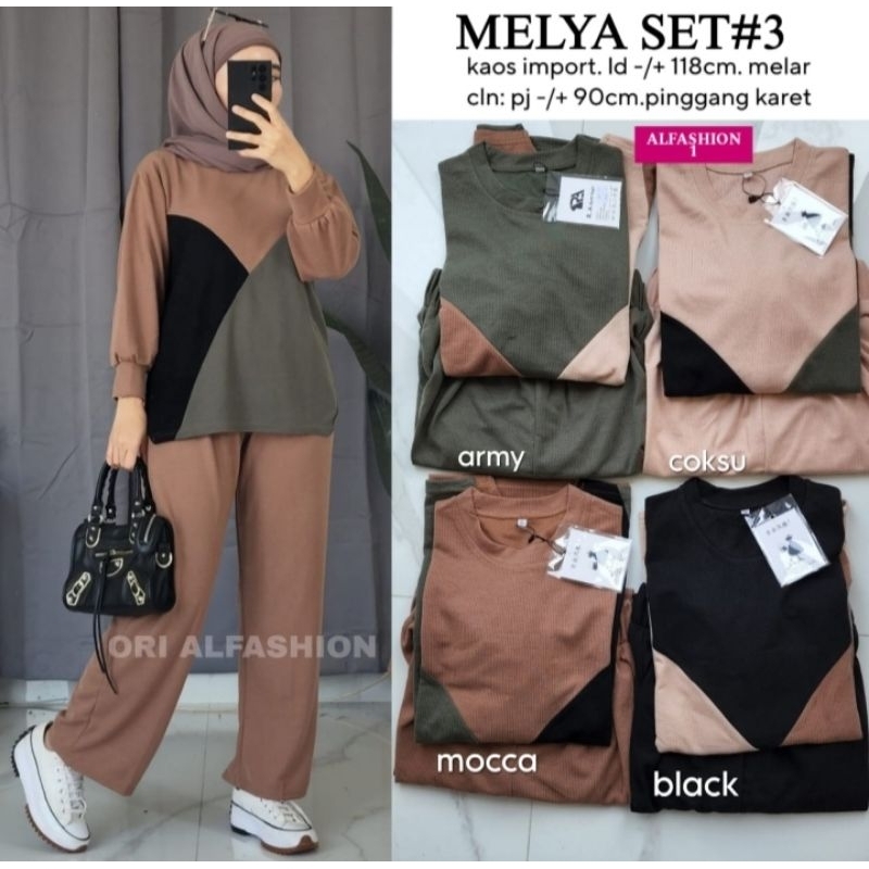 Baju Setelan Wanita One Set Melya Set Kaos Import Super Jumbo Bigsize Alfashion
