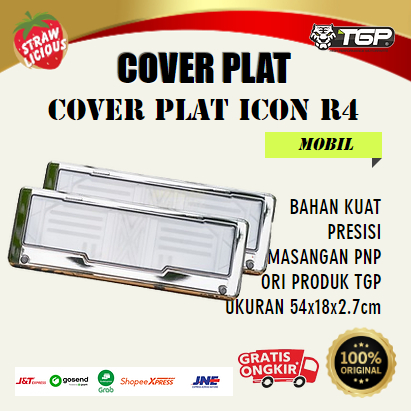 Dudukan Plat Nomor Mobil ICON R4 Black Chrome Aksesoris Variasi Cover Plat Avanza Agya Calya Pajero 