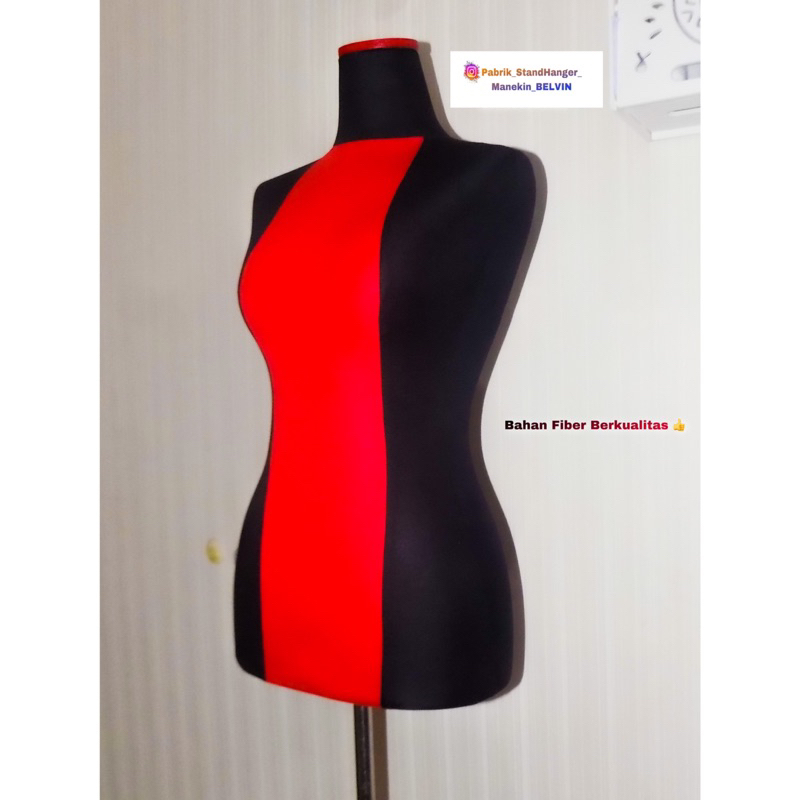Manekin Foam Cewe Hitam Merah // Dress Maker Cewe Lapis Busa // Manekin Tusuk Jarum Hitam Merah // 1