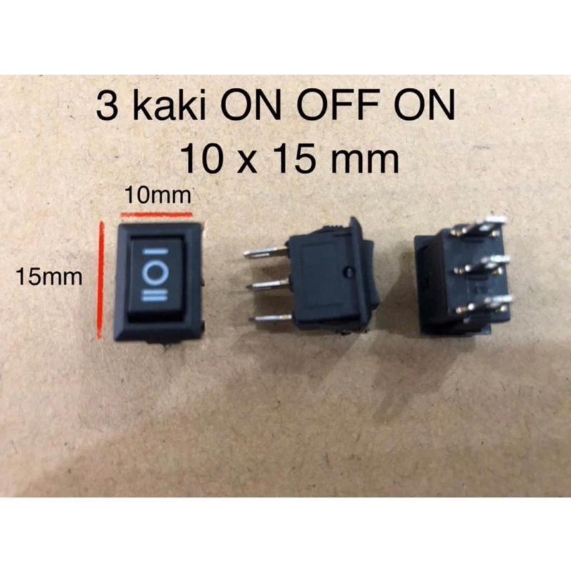 Rocker switch 3 pin ON OFF ON saklar 3 kaki kalkulator super mini